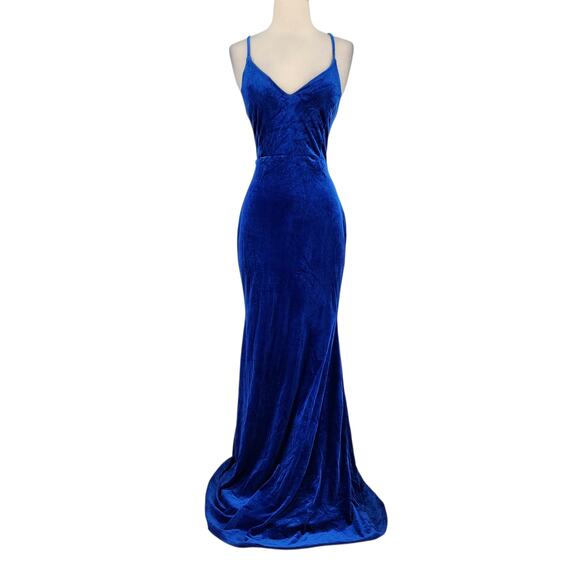 Windsor Royal Blue Velvet Mermaid Gown – Size XS - Formal Gala Corset Back - Picture 1 of 8